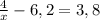 \frac{4}{x} - 6,2 = 3,8