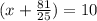 (x+\frac{81}{25}) = 10