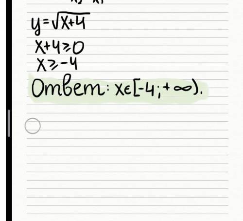 Укажите промежуток, который входят в область определения функции у=корень х+4