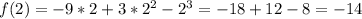 f(2)=-9*2+3*2^2-2^3=-18+12-8=-14