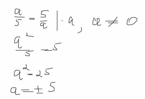 При яких а є правилною рівнисть а/5=5/а