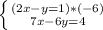 \left \{ {{(2x-y=1)*(-6)} \atop {7x-6y=4}} \right.