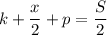 k+\dfrac{x}{2} +p=\dfrac{S}{2}