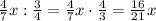 \frac47x:\frac34=\frac47x\cdot\frac43=\frac{16}{21}x