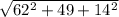 \sqrt{62^{2}+49+14^{2} }