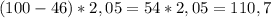 (100-46)*2,05=54*2,05=110,7