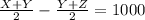 \frac{X+Y}{2}-\frac{Y+Z}{2} =1000