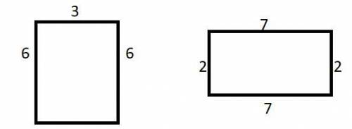 Начертите два разных прямоугольника периметр которых равен 18см.​