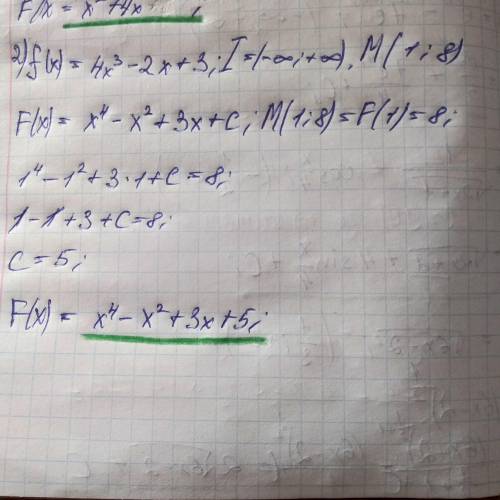 24.186. Для функції f знайдіть на вказаному проміжку І первісну F,графік якої проходить через дану т