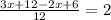 \frac{3x+12-2x+6}{12}=2