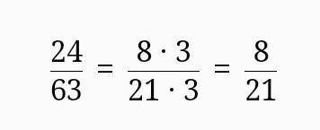 Сокращение дробиСократите дробь 24/63. Выберите верный ответ.5/135/638/21​