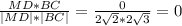 \frac{MD*BC}{|MD|*|BC|}=\frac{0}{2\sqrt{2}*2\sqrt{3}}=0