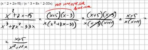 Сократить дробь (x ^ 2 + 2x-15) / (x ^ 3 + 8x ^ 2-33x)