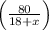 \left(\frac{80}{18+x} \right)