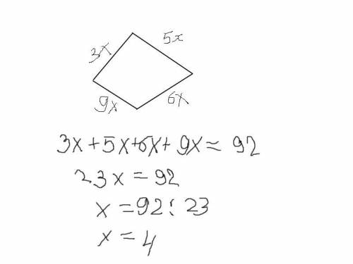 Найдите длины сторон четырехугольника если его стороны прямо пропорциональны числам 3,5,6,9 и его пе
