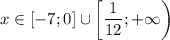 x\in[-7;0]\cup\left[\dfrac{1}{12};+\infty\right)