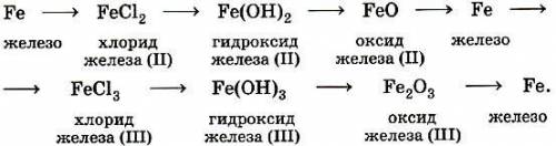 Напишите уравнения реакций для образования железа, железа (II) -оксида, железа (II) -гидроксида желе