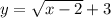 y=\sqrt{x-2}+3