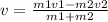 v = \frac{m1v1 - m2v2}{m1+m2}