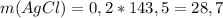 m(AgCl) = 0,2*143,5=28,7