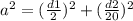 a^{2} = (\frac{d1}{2})^{2} +(\frac{d2}{20})^{2}