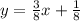 y=\frac{3}{8}x +\frac{1}{8}