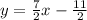 y=\frac{7}{2}x-\frac{11}{2}