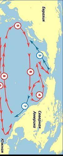 ть будь ласка Зобразіть схематично основні системи течій,що утворються в Північній та Південній півк