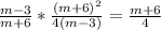 \frac{m-3}{m+6}*\frac{(m+6)^2}{4(m-3)} =\frac{m+6}{4}