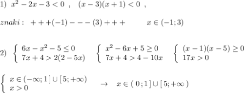 1)\; \; x^2-2x-34-10x\end{array}\right\; \; \left\{\begin{array}{l}(x-1)(x-5)\geq 0\\17x0\end{array}\right\\\\\\\left\{\begin{array}{l}x\in (-\infty ;1\, ]\cup [\, 5;+\infty )\\x0\end{array}\right\; \; \; \to \; \; \; x\in (\; 0\, ;1\, ]\cup [\, 5;+\infty \, )