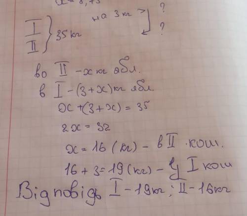 °. В одному кошику на 3 кг більше яблук, ніж у другому. Скільки яблук у кожному кошику, якщо у двох