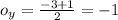 o_{y} = \frac{ - 3 + 1}{2} = - 1