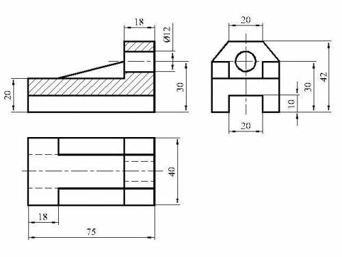 По двум заданным видам постройте третий вид. Примените необходимые разрезы. Нанесите размеры. Выполн