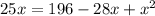 25x=196-28x+x^{2}