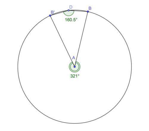 Чому дорівнює вписаний кут,який спирається на дугу,градусна міра якої дорівнює 321 градус