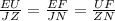 \frac{EU}{JZ} =\frac{EF}{JN} =\frac{UF}{ZN}