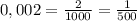 0,002=\frac{2}{1000}=\frac{1}{500}