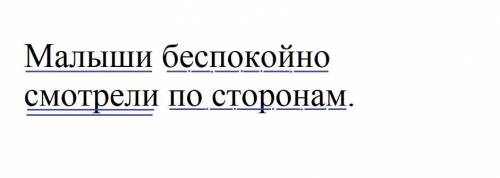 Сделайте синтаксический разбор предложения Малыши беспокойно смотрели по сторонам. ​