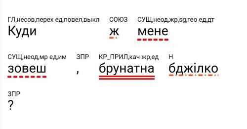 Зробіть повний синтаксичний розбір речення. Куди ж мене зовеш, брунатна бджілко?