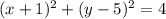 (x+1)^{2} +(y-5)^{2}=4