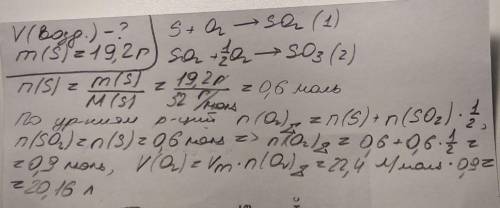 3. Определите объём воздуха, который потребуется для полного окисления и19,2 г серы. Объёмная доля к