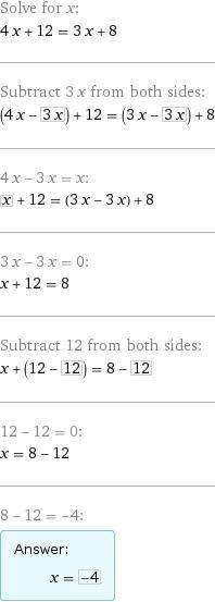 Решите уравнение: а) 4х + 12 = 3х + 8 ; б) 3(4 – 3х) – 2 = -10(0,9х – 1)