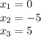 x_1=0\\x_2=-5\\x_3=5