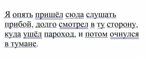 Полный синтаксический разбор предложения. Я опять пришёл сюда слушать прибой, долго смотрел в ту ст