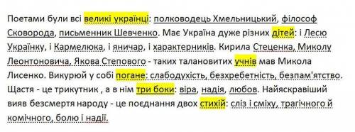 Визначити однорідні члени речення та узагальнювальні слова при них. Однорідні члени речень підкреслі