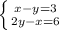 \left \{ {{x-y=3} \atop {2y-x=6}} \right.