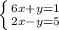 \left \{ {{6x+y=1} \atop {2x-y=5}} \right.