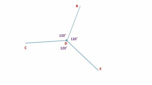 Дано: D-точка DB,DC,DE- лучи Угол BDE=120° Угол CDE= углуBDC Найти: угол CDE