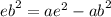 {eb}^{2} = {ae}^{2} - {ab}^{2}