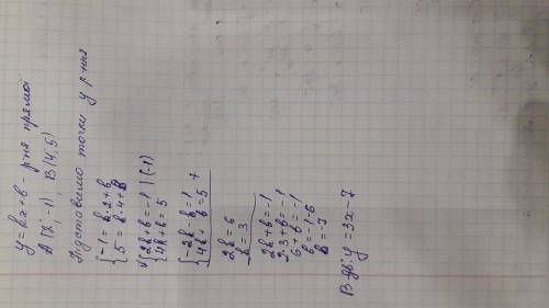 5. 24 б Напишите уравнение прямой, проходящей через точки А(2; -1) и В(4; 5).